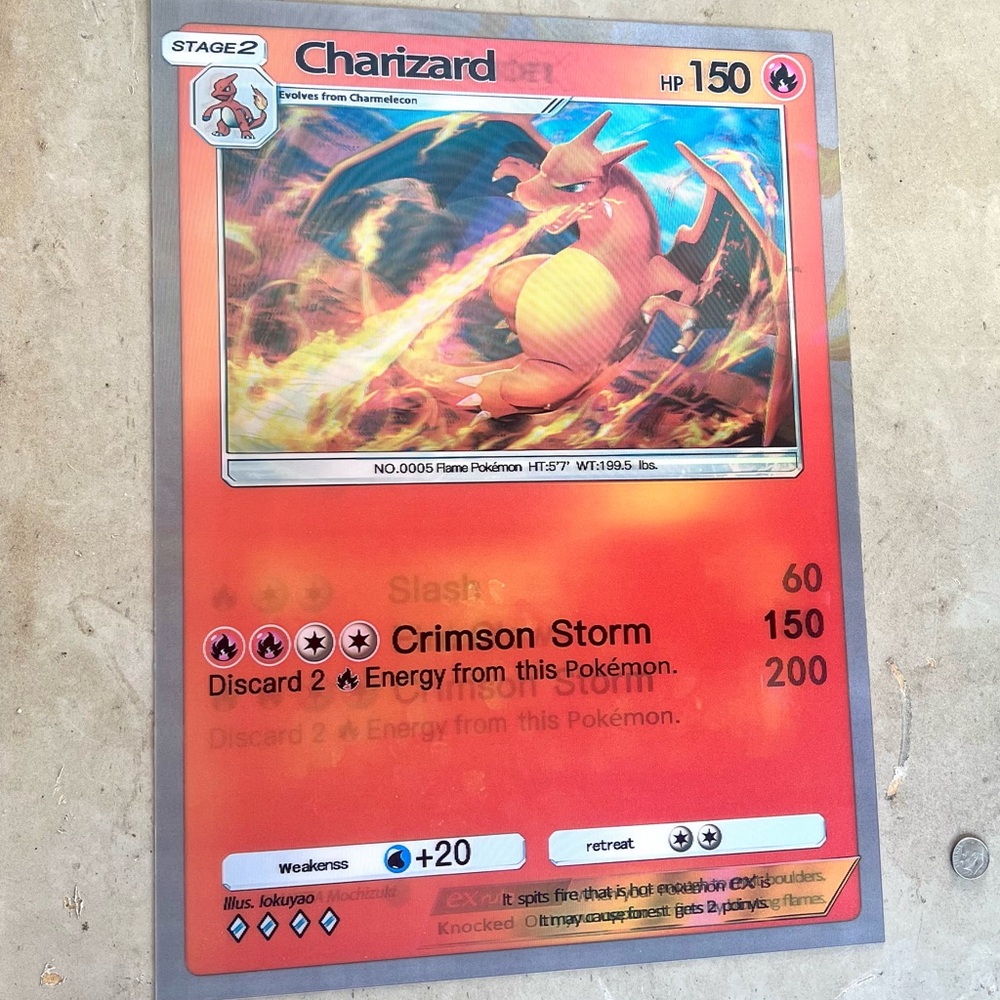 Charmander Charizard Chameleon Pokémon Card 3D Holographic Lenticular Poster - Picture 5 of 8